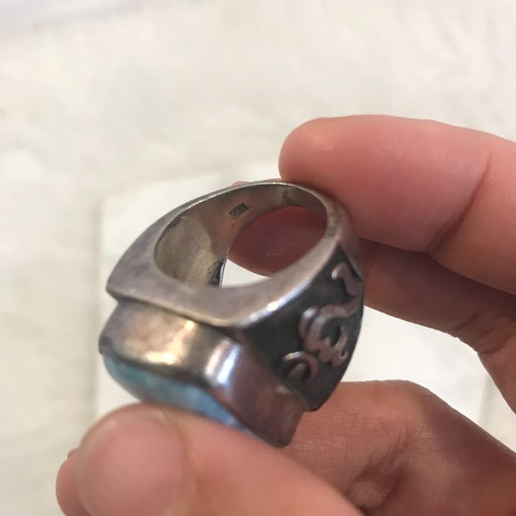 Larimar Silver Ring with Bali Om - Picture 4 of 4